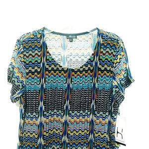 Hannah Boho Blue Chevron Print Dress $40